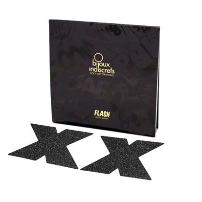 Bijoux Indiscrets Flash Cross Black - Nipple Covers Diseño Cruz
