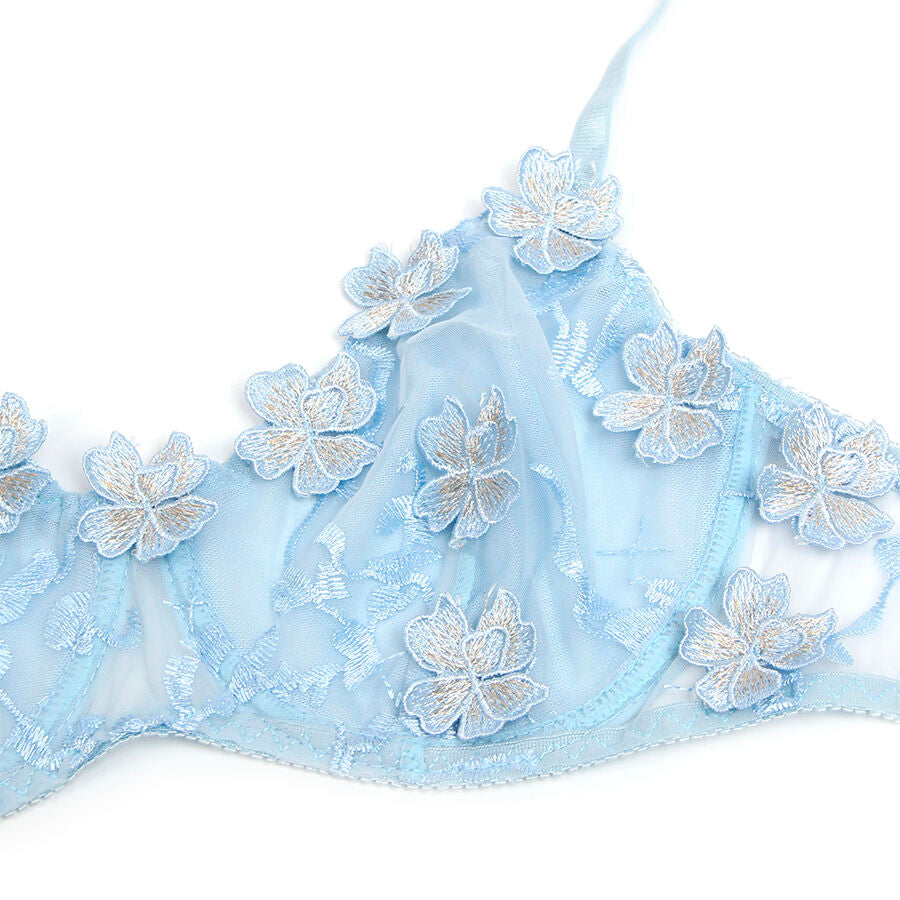 Conjunto de Lencería Subblime Bordado Floral Azul Cielo S/M