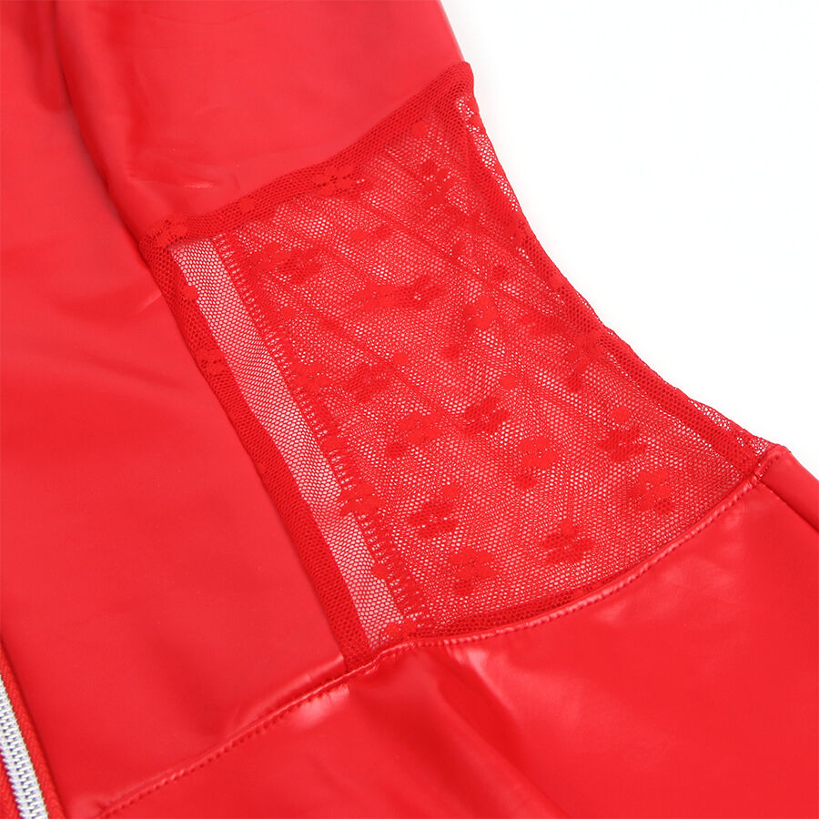 Subblime Lace Zipper Leather Dress Red - Conjunto Lingerie Sexy S/M