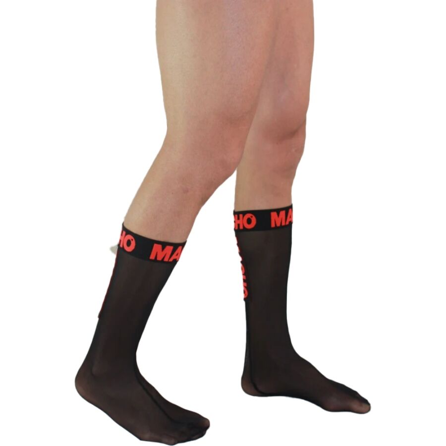 Calcetines Finos Macho Talla Única Negro/Rojo