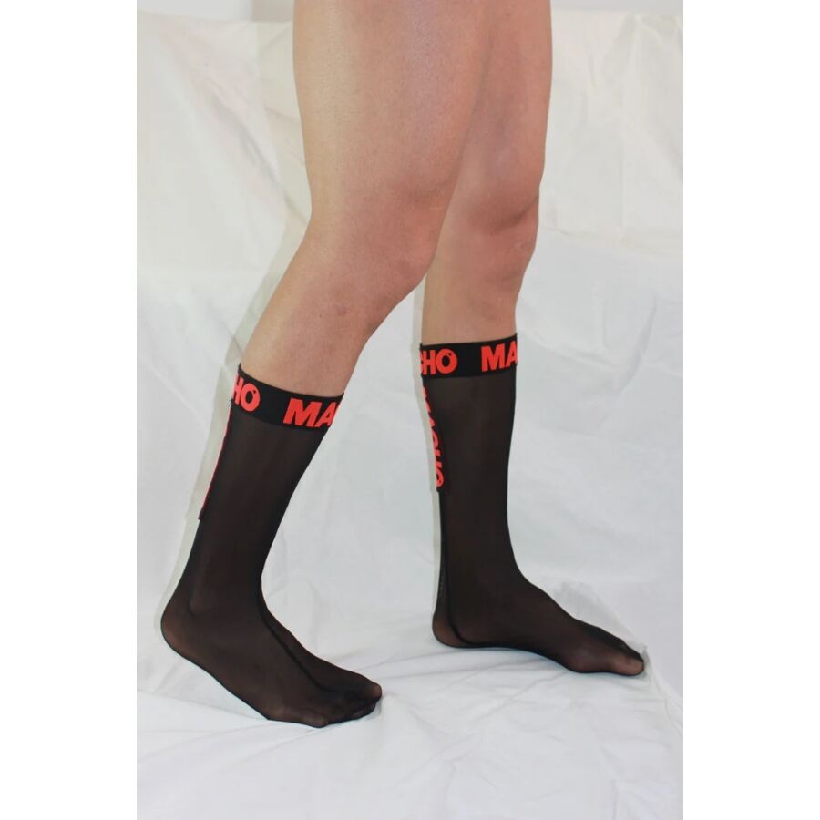 Calcetines Finos Macho Talla Única Negro/Rojo