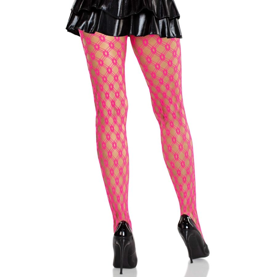 Medias de Encaje con Ojales Rosa Neón - Leg Avenue