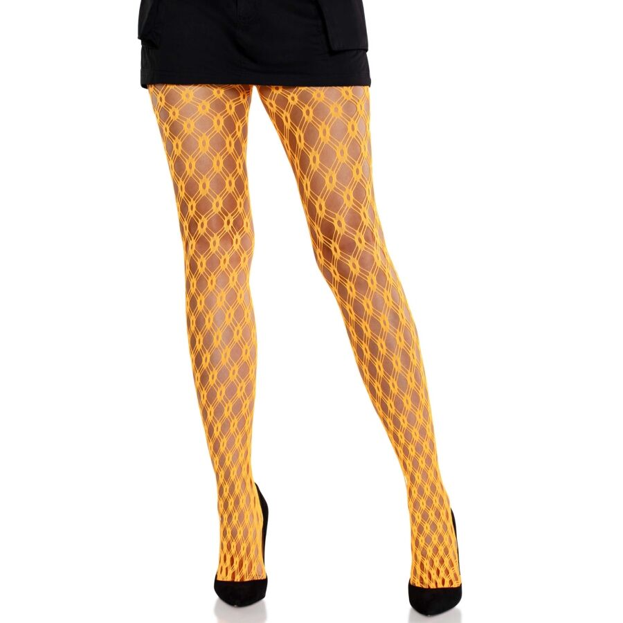 Medias de Encaje con Ojales Neon Orange Leg Avenue