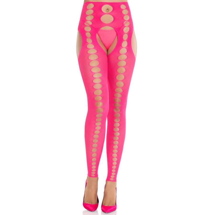 Leg Avenue Medias Opacas Sin Costuras Strapless Rosa Neón