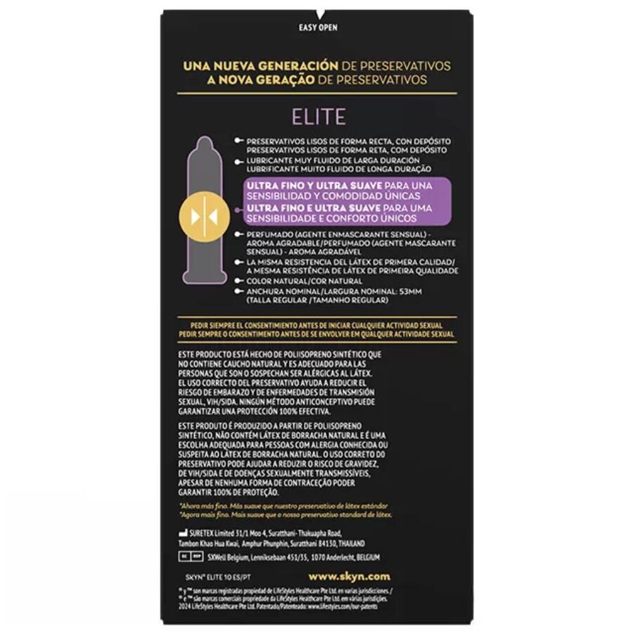 Skyn Elite Ultra-Thin Preservativos sin Látex - 10 Unidades