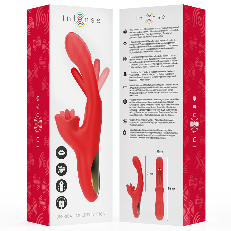 Intense Jessica Vibrador Multifunción Estimulador de Clítoris 24.8 cm Rojo