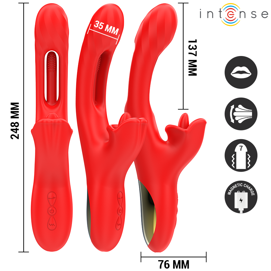 Intense Jessica Vibrador Multifunción Estimulador de Clítoris 24.8 cm Rojo