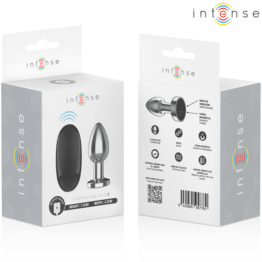 Intense Anal Plug 10 Vibraciones Metal Mando a Distancia Talla S