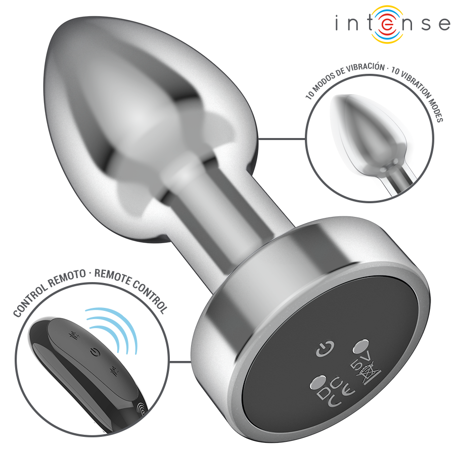 Intense Anal Plug 10 Vibraciones Metal Mando a Distancia Talla S