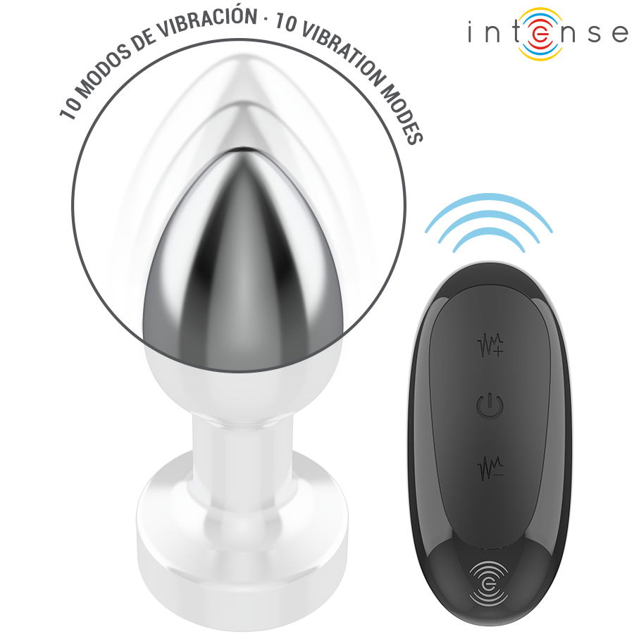 Intense Anal Plug 10 Vibraciones Metal Mando a Distancia Talla S