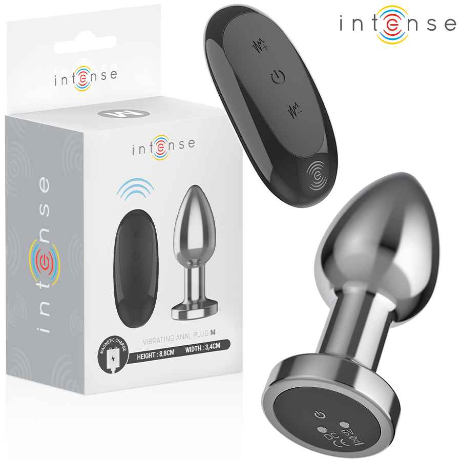 Intense Anal Plug Metal 10 Vibraciones Control Remoto Talla M