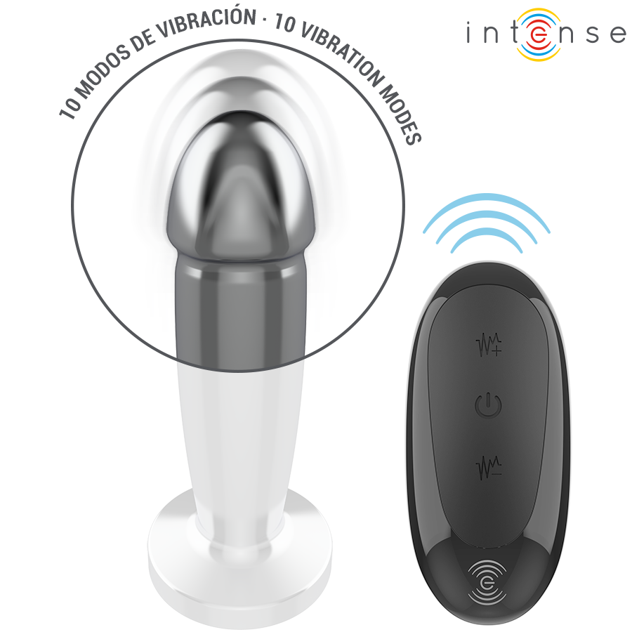 Intense Anal Plug Metal - 10 Vibraciones con Control Remoto Modelo S