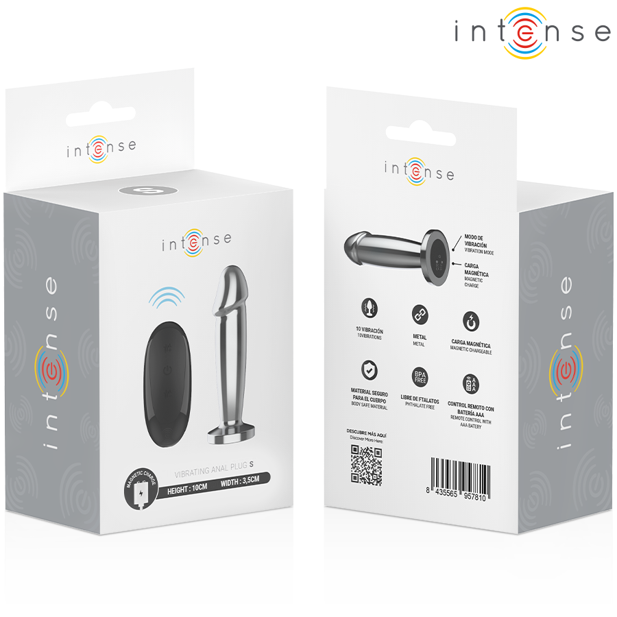 Intense Anal Plug Metal - 10 Vibraciones con Control Remoto Modelo S