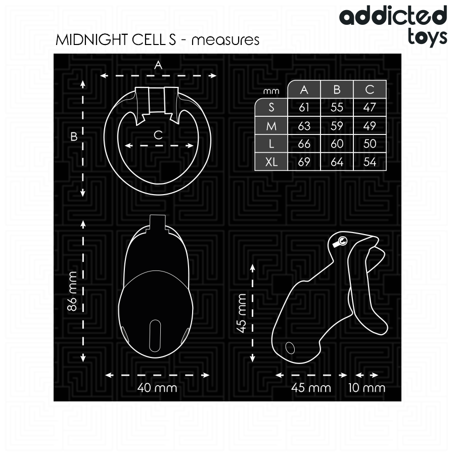 Jaula de Castidad Mindnight Cell S - Acero Inoxidable con 4 Anillos Ajustables