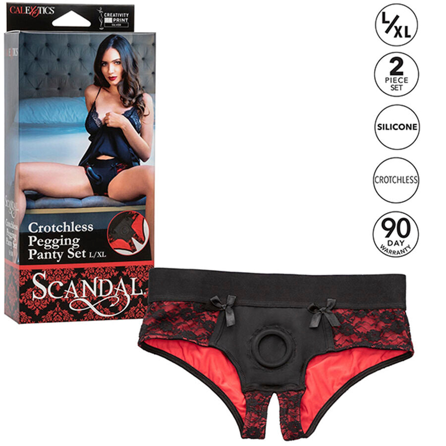 Scandal Set Braguitas Crotchless con Dildo L/XL - CalExotics