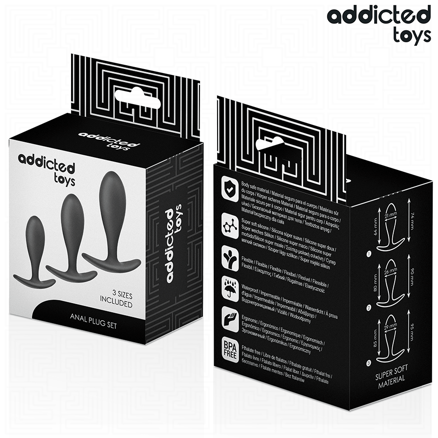 Set de 3 Plugs Anales de Silicona ADDICTED TOYS Modelo 2