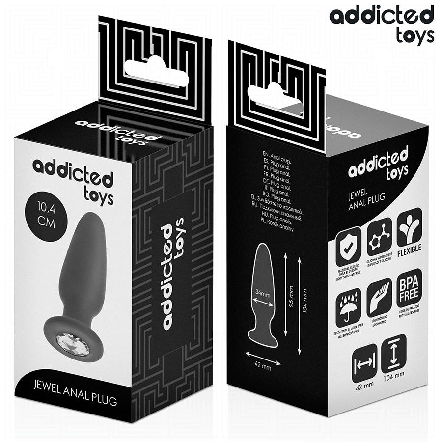Plug Anal de Silicona con Joya - Talla M 10,4 cm