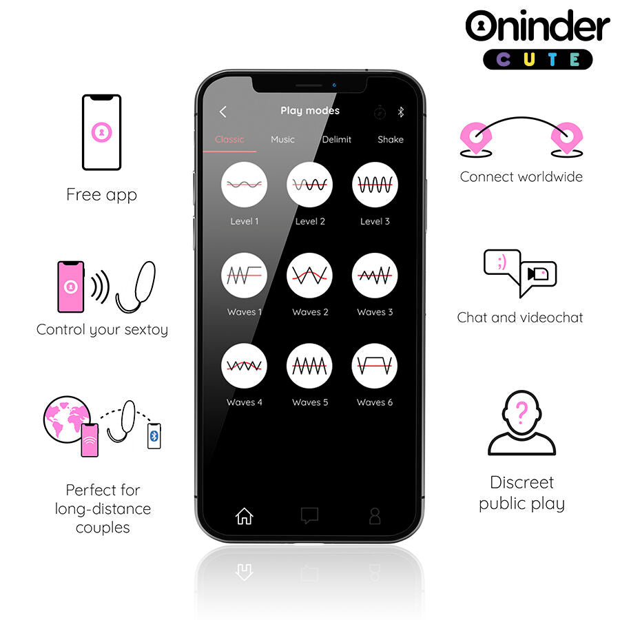 Oninder Cute Love Pleasure - Huevo Vibrador Giratorio 360° con App