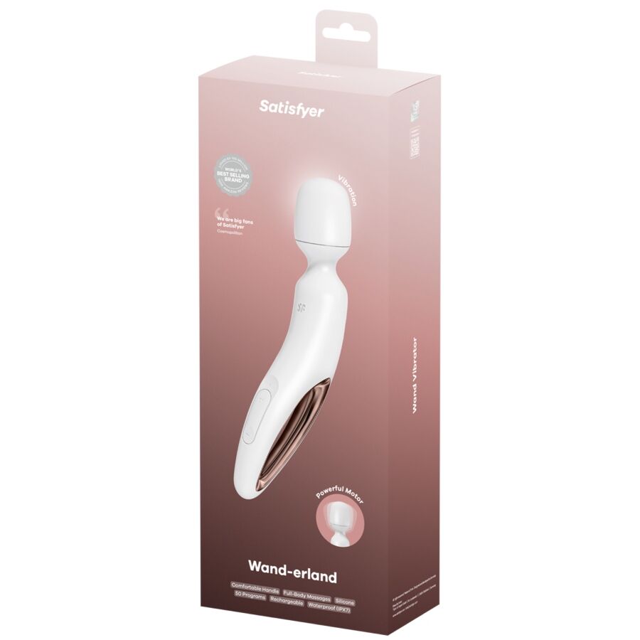 Satisfyer Wand-erland Vibrating Massager - Masajeador de Silicona Médica Blanco