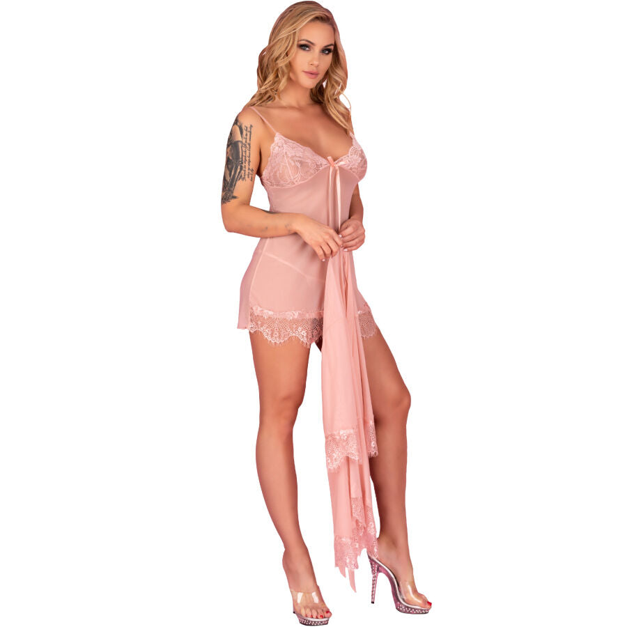 Livco Corsetti Hyeona 1710 Babydoll + Tanga Rosa XL - Conjunto Sensual