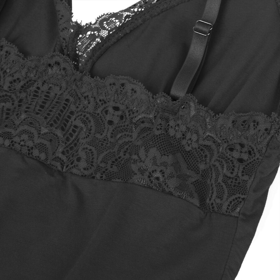 Teddy Black Floral Lace Subblime - Camisón Sensual con Encaje Beige L/XL