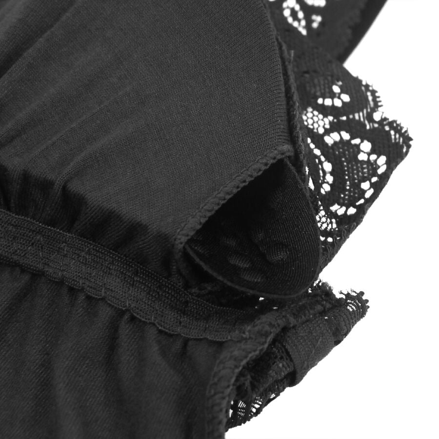 Teddy Black Floral Lace Subblime - Camisón Sensual con Encaje Beige L/XL
