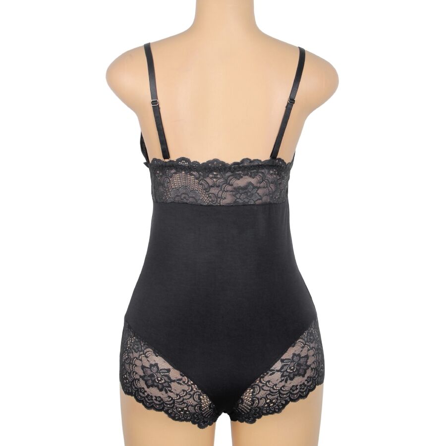 Teddy Black Floral Lace Subblime - Camisón Sensual con Encaje Beige L/XL