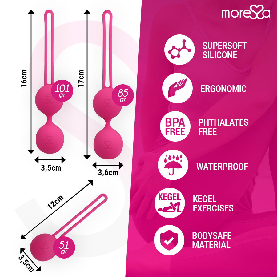 Moressa Osian Set Premium - Bolas de Silicona Rosa (3 Piezas)