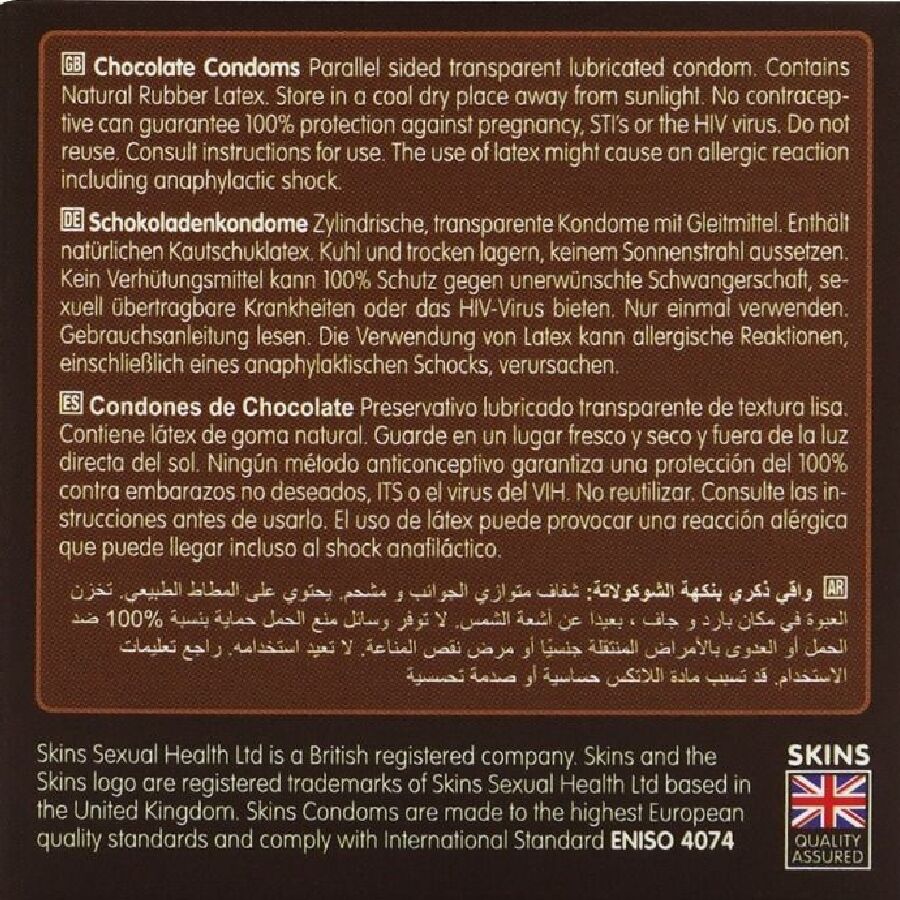 Skins Chocolate Premium Condoms Pack 4 - Preservativos de Calidad