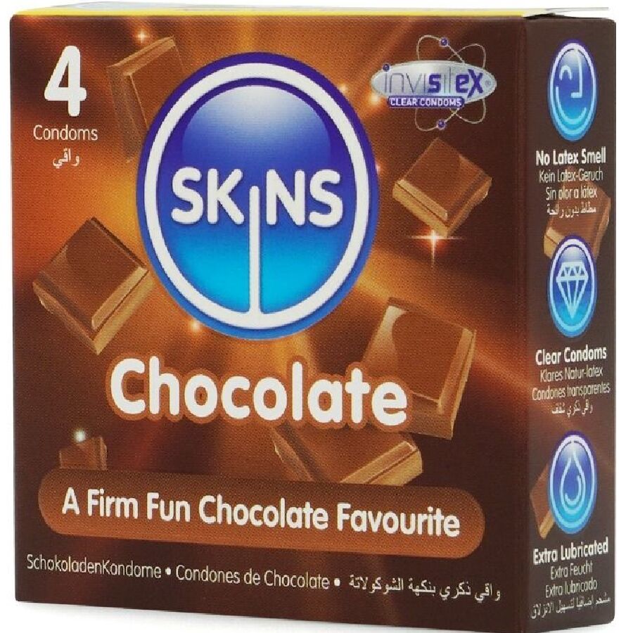Skins Chocolate Premium Condoms Pack 4 - Preservativos de Calidad