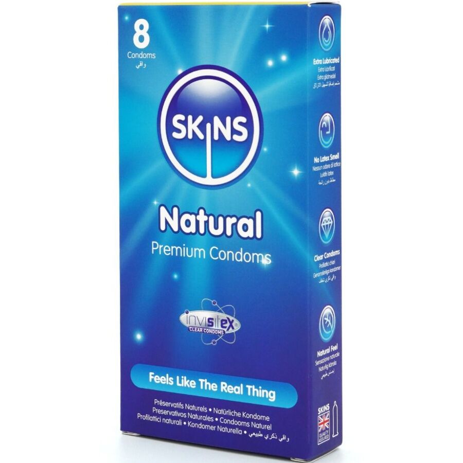 Skins Natural Premium Condoms Pack 8 - Preservativos de Látex Natural