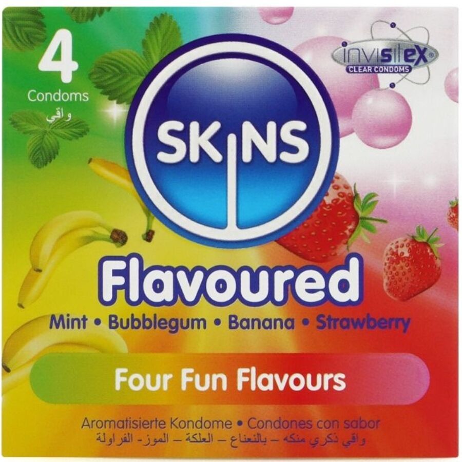 Skins Multi Flavors Premium Condoms Pack 4 - Preservativos de Sabores