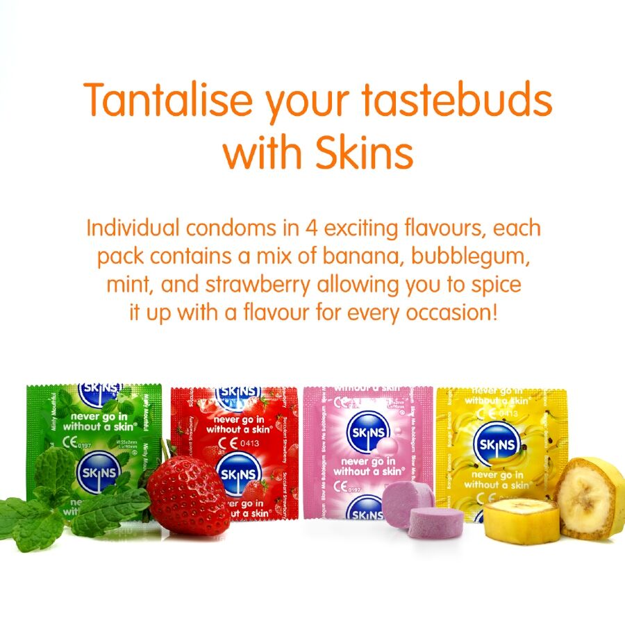 SKINS Multi Flavors Premium Condoms Pack 8 - Preservativos de Sabores