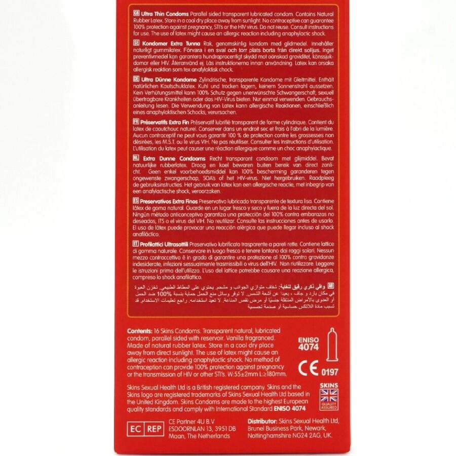 Skins Ultra Thin Premium Condoms Pack 16 - Preservativos Sensitivos