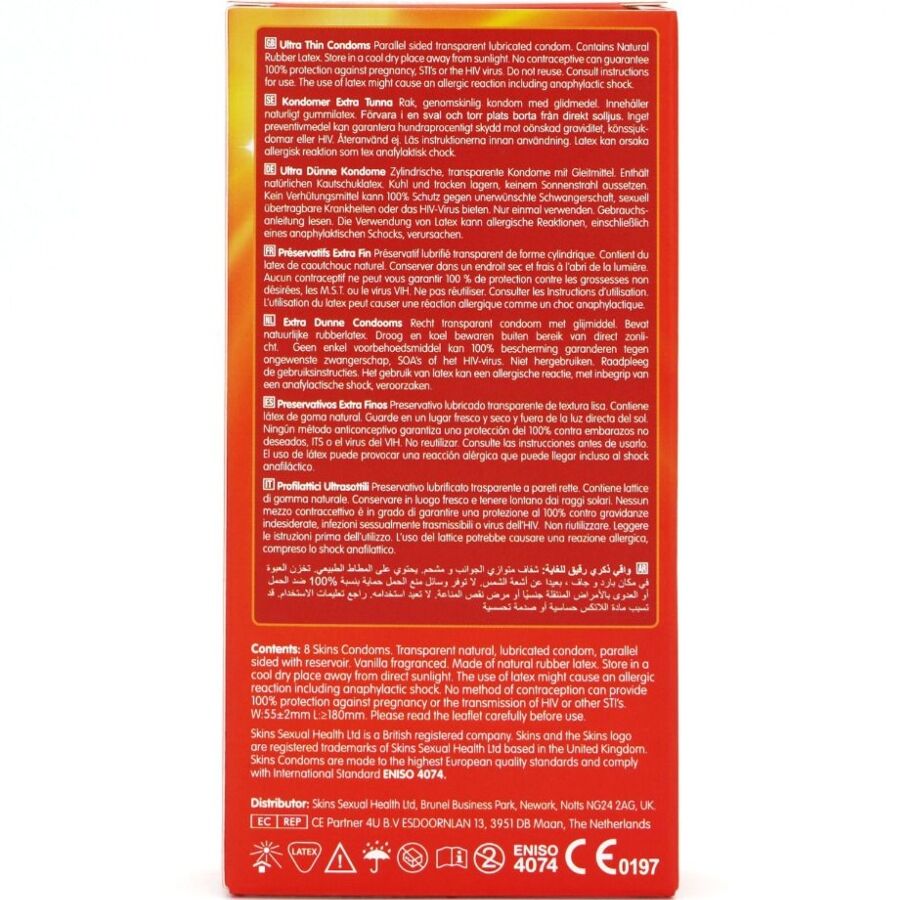 Skins Ultra Thin Premium Condoms Pack 8 - Preservativos Ultra Finos