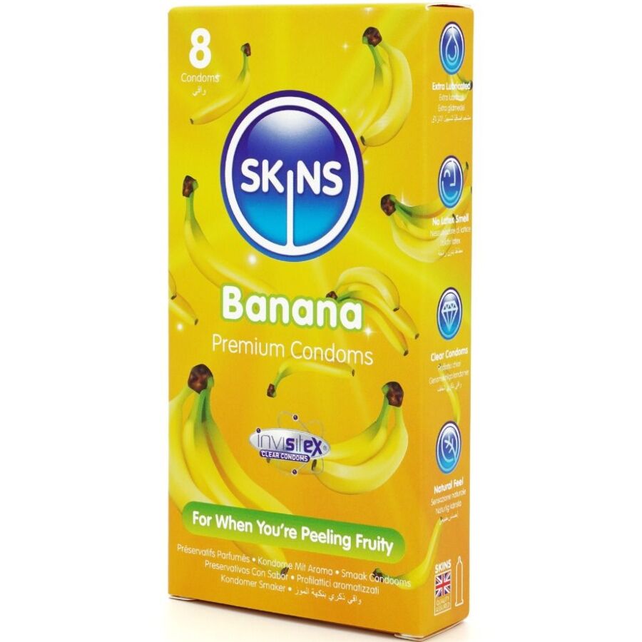 Skins Banana Premium Condoms Pack 8 - Preservativos Perfumados