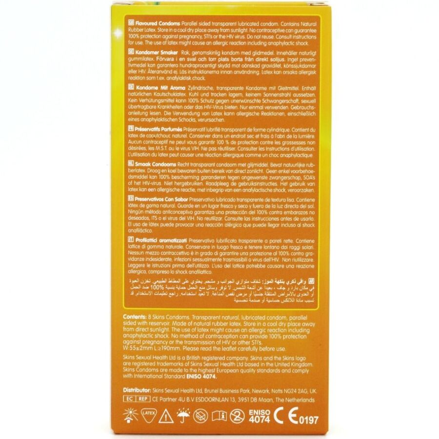 Skins Banana Premium Condoms Pack 8 - Preservativos Perfumados