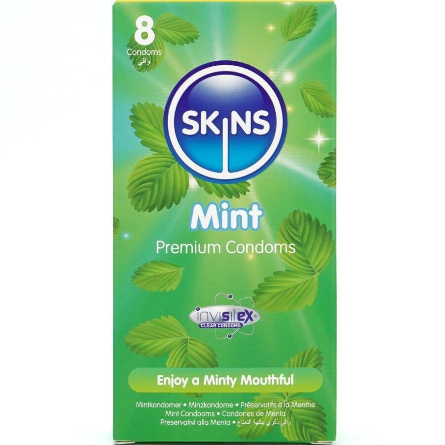 Skins Mint Premium Condoms Pack 8 - Preservativos Sabor Menta