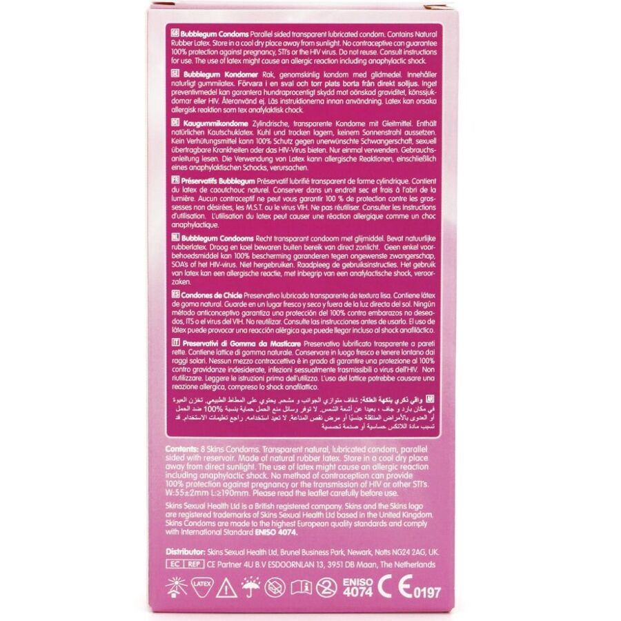 Skins Bubblegum Premium Condoms Pack 12 - Protección con Sabor