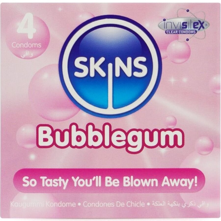 Skins Bubblegum Premium Condoms Pack 4 - Preservativos Aromatizados