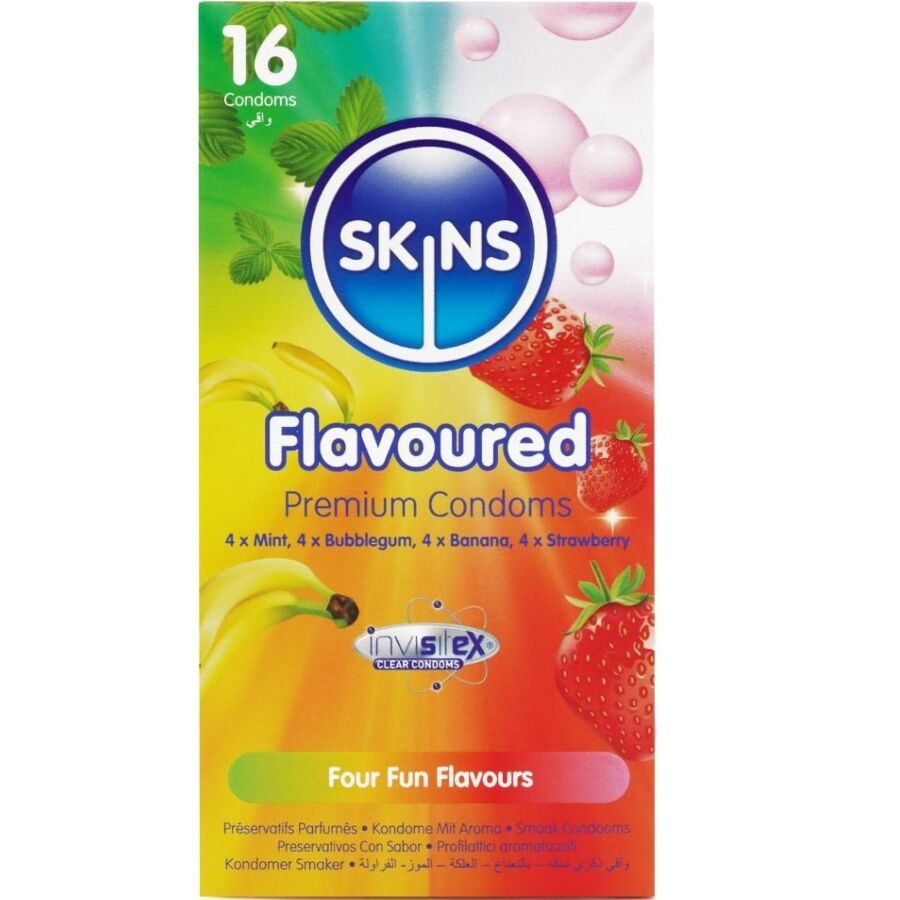 Skins Multi Flavors Premium Condoms Pack 16 - Preservativos de Sabores