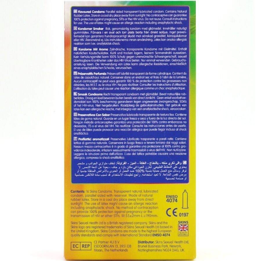 Skins Multi Flavors Premium Condoms Pack 16 - Preservativos de Sabores