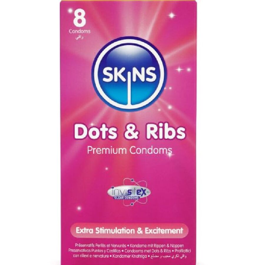 Skins Dots & Ribs Premium Condoms - Pack 8 Unidades