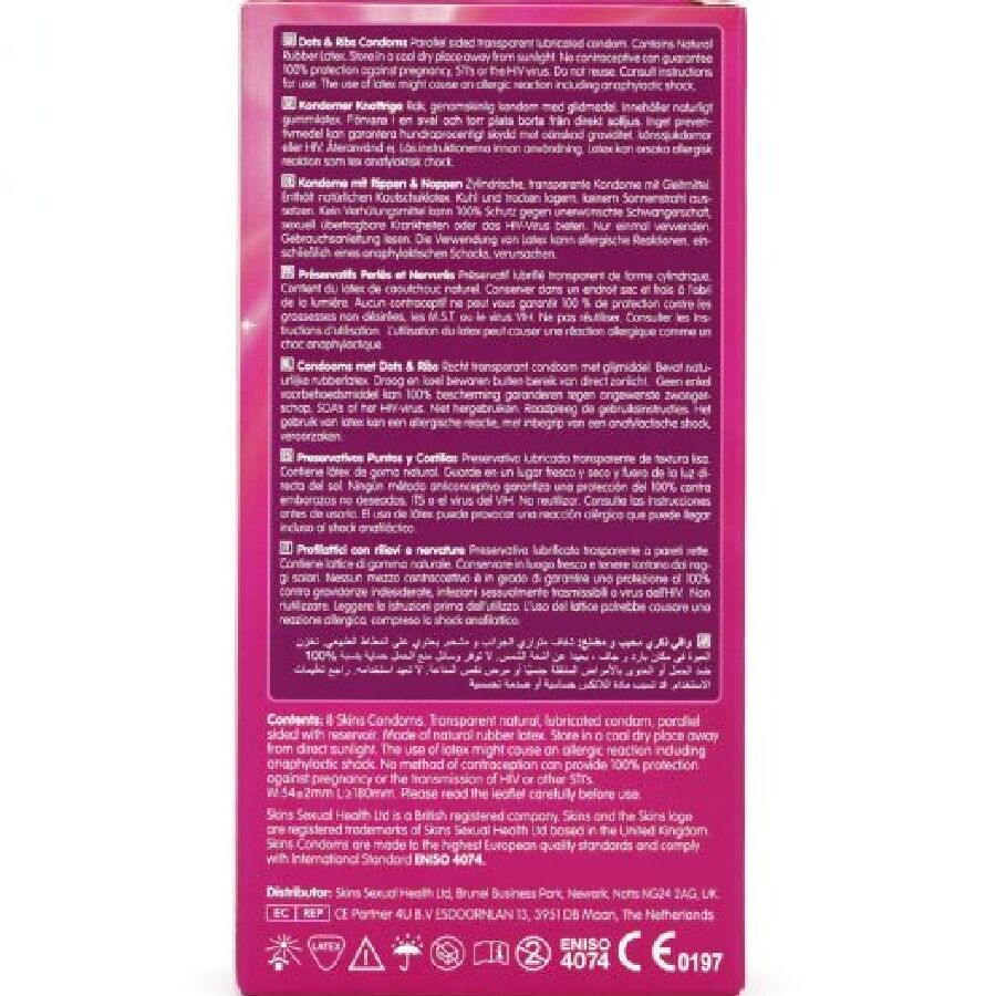 Skins Dots & Ribs Premium Condoms - Pack 8 Unidades