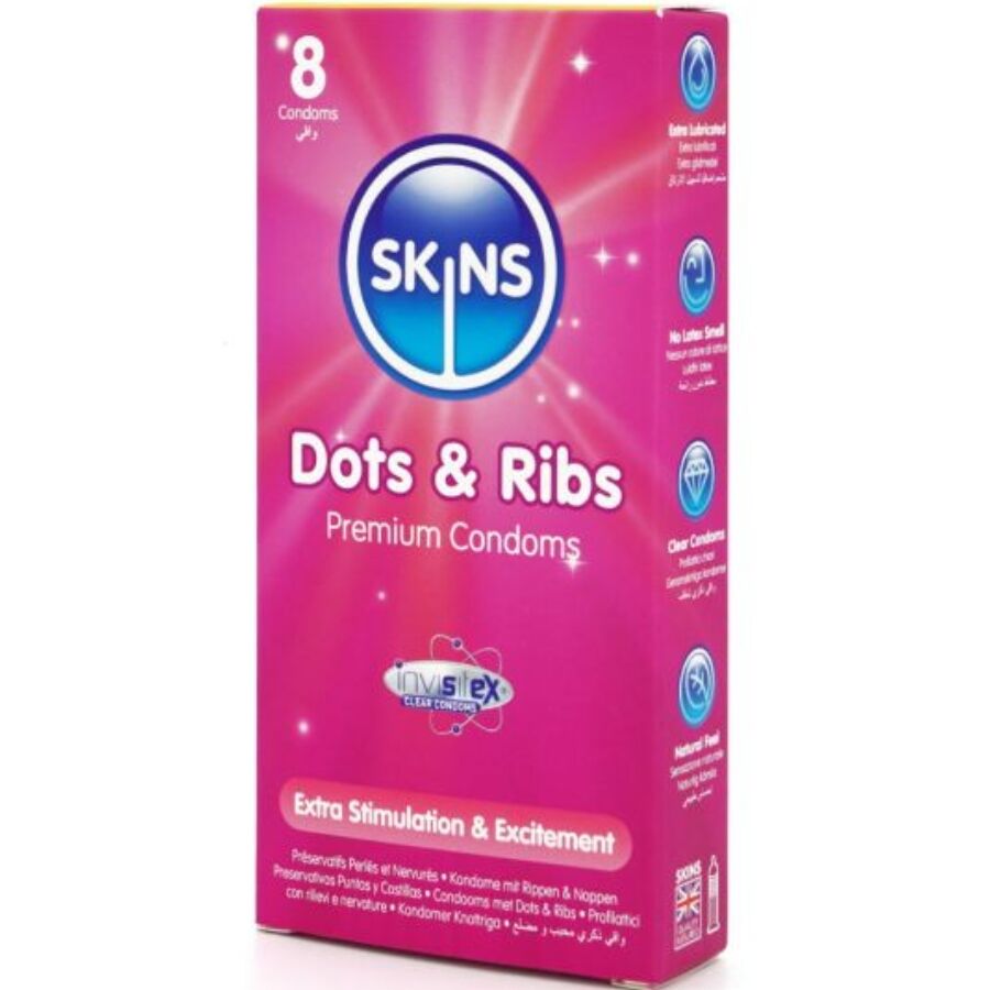 Skins Dots & Ribs Premium Condoms - Pack 8 Unidades