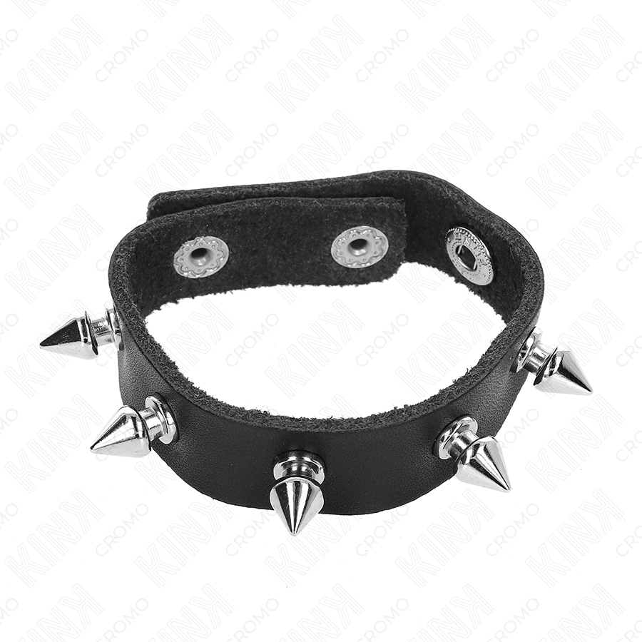 Anillo de Cuero con Pinchos de Acero Inoxidable - KINK Leather Penis Ring