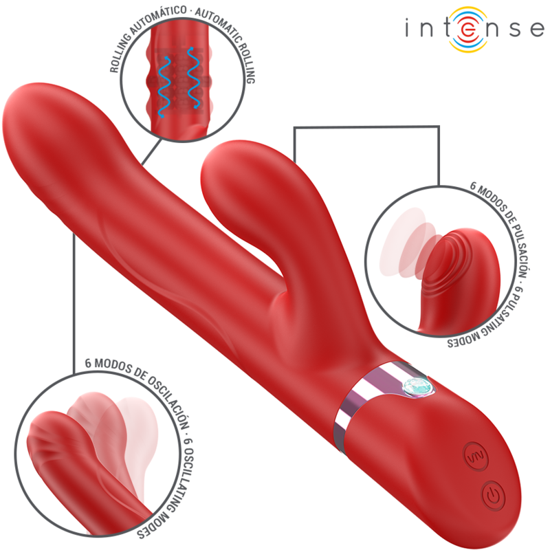Intense Lele Vibrador Multifunción Rojo - Rotación y Oscilación