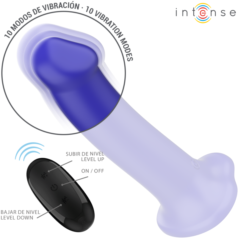 Intense Victoria Vibrador con Ventosa y Control Remoto 10 Funciones Azul