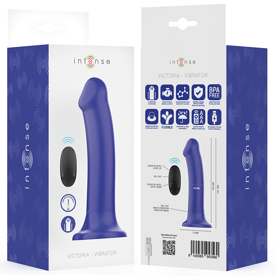 Intense Victoria Vibrador con Ventosa y Control Remoto 10 Funciones Azul