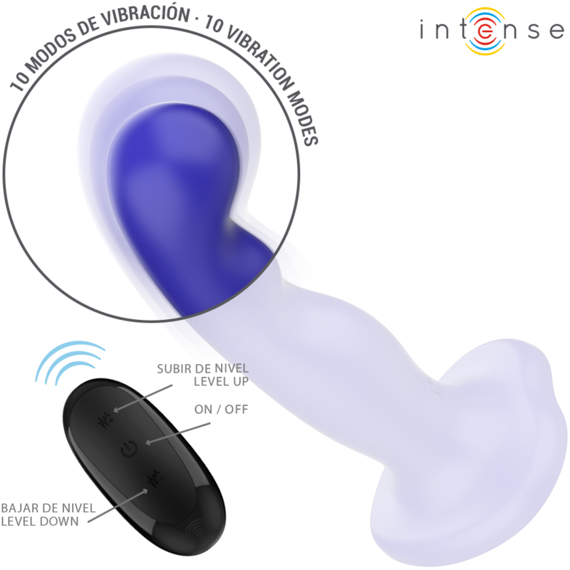 Intense Shorty Vibrator con Ventosa y Control Remoto Azul